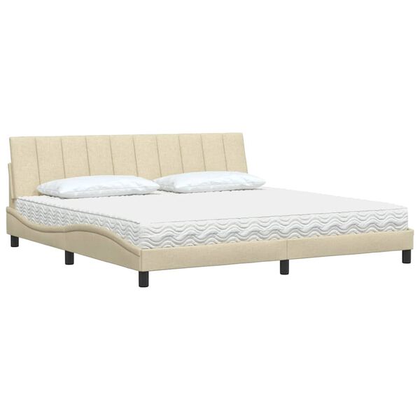 vidaXL Cama con colch&oacute;n Hanko tela color crema 200x200 cm