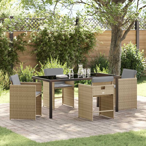 vidaXL Conjunto de Comedor de Jard&iacute;n 5 pcs Beige rat&aacute;n sint&eacute;tico