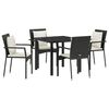 vidaXL Conjunto de Comedor de Jard&iacute;n 5 uds. Negro rat&aacute;n sint&eacute;tico