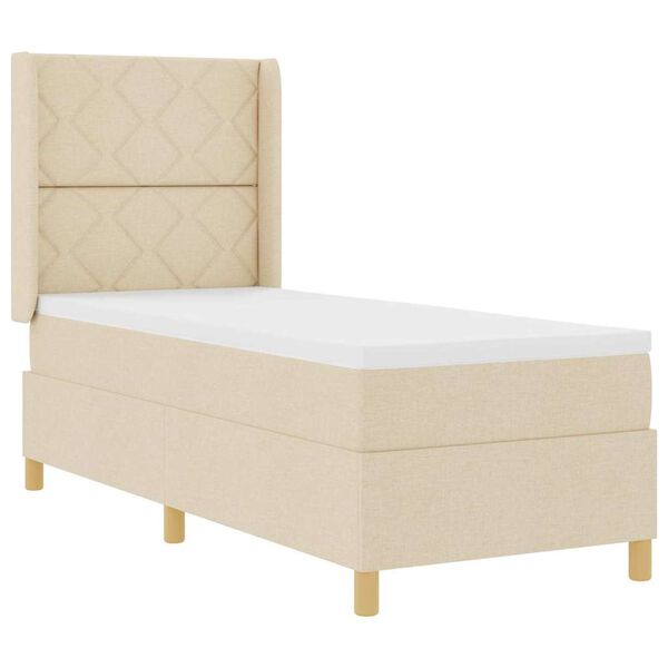 vidaXL Cama tipo Box Spring con colch&oacute;n Crema 140 x 200 cm tela