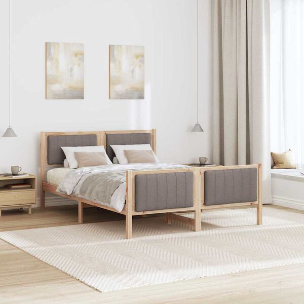 vidaXL Estructura de cama con cabecera Marr&oacute;n y taupe 140 x 200 cm