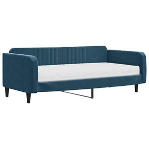 vidaXL Sof&aacute; cama con colch&oacute;n terciopelo azul 100x200 cm