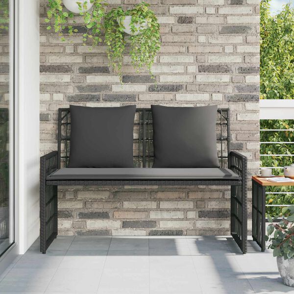 vidaXL Banco de exterior Liso Negro y Gris oscuro 116 x 55 x 82 cm
