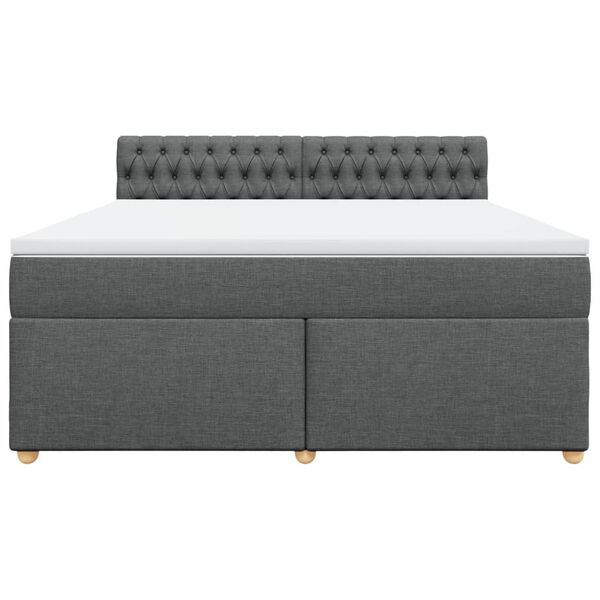 vidaXL Cama box spring con colch&oacute;n tela gris oscuro 180x200 cm