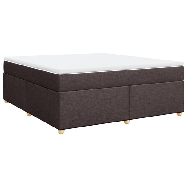 vidaXL Cama box spring con colchón tela marrón oscuro 180x200 cm
