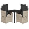 vidaXL Set comedor de jard&iacute;n 5 pzas cojines rat&aacute;n sint&eacute;tico gris claro
