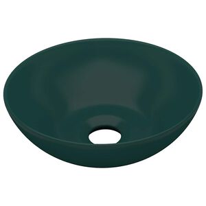 vidaXL Lavabo de cuarto de ba&ntilde;o redondo cer&aacute;mica verde oscuro