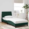 vidaXL Estructura de cama con LED sin colch&oacute;n Hanko terciopelo verde oscuro 90x200 cm