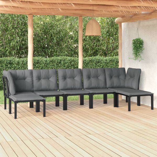 vidaXL Juego de muebles de jardín 7 pzas ratán sintético negro y gris