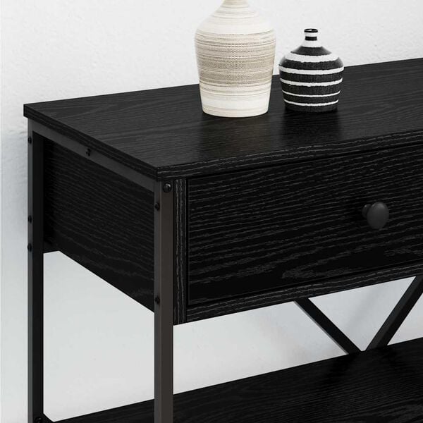 vidaXL Mesa Consola con cajón Roble Negro 100 x 34,5 x 75 cm Madera