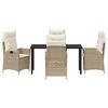 vidaXL Conjunto de Comedor de Jard&iacute;n 5 pcs Beige rat&aacute;n sint&eacute;tico