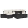 vidaXL Conjunto de sof&aacute; de jard&iacute;n 7 uds. Negro y crema rat&aacute;n sint&eacute;tico
