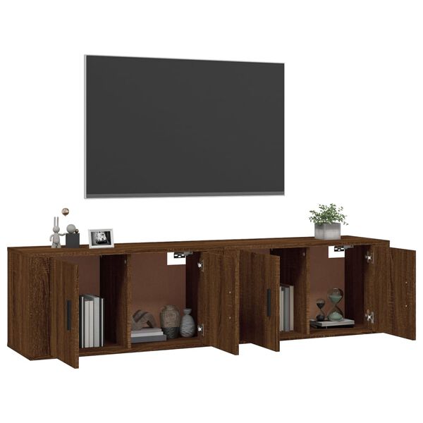vidaXL Muebles para TV de pared 2 uds roble marr&oacute;n 80x34,5x40 cm