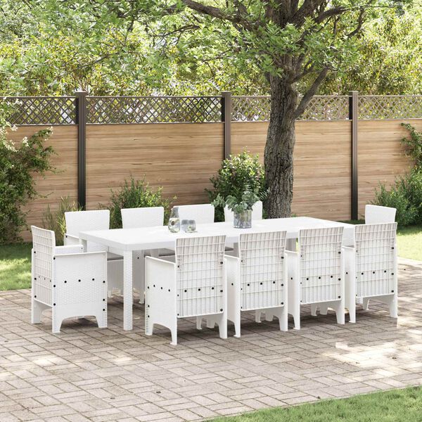 vidaXL Conjunto de Comedor de Jard&iacute;n 11 pcs Blanco Polipropileno