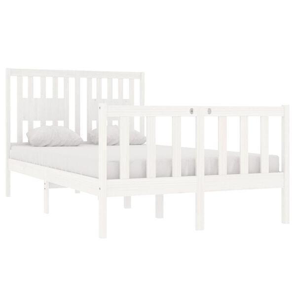 vidaXL Estructura de cama doble pequeña madera maciza blanca 120x190cm