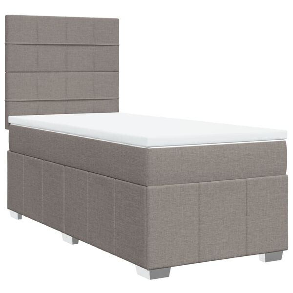 vidaXL Cama box spring con colch&oacute;n tela gris taupe 90x200 cm