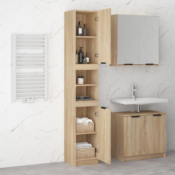 vidaXL Armario de ba&ntilde;o madera ingenier&iacute;a roble Sonoma 32x34x188,5 cm