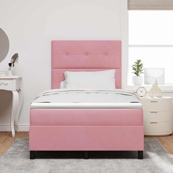 vidaXL Cama tipo Box Spring con colch&oacute;n Rosa 120 x 200 cm Terciopelo