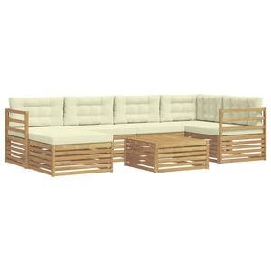 vidaXL Conjunto de sof&aacute;s de exterior 7 uds. Blanco y Crema