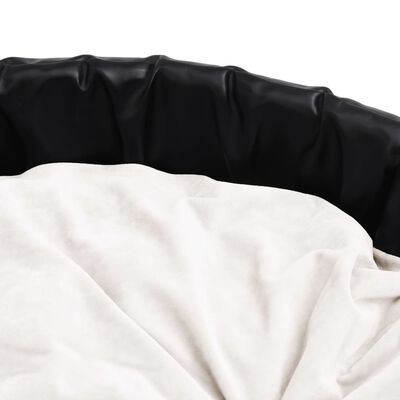 vidaXL Cama de perros felpa cuero sintético negro y beige 69x59x19 cm
