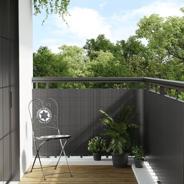 vidaXL Toldo para balc&oacute;n rat&aacute;n sint&eacute;tico gris antracita 1000x90 cm