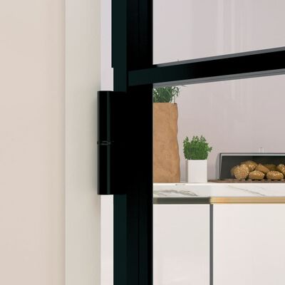 vidaXL Puerta de interior vidrio templado y aluminio negro 76x201,5 cm