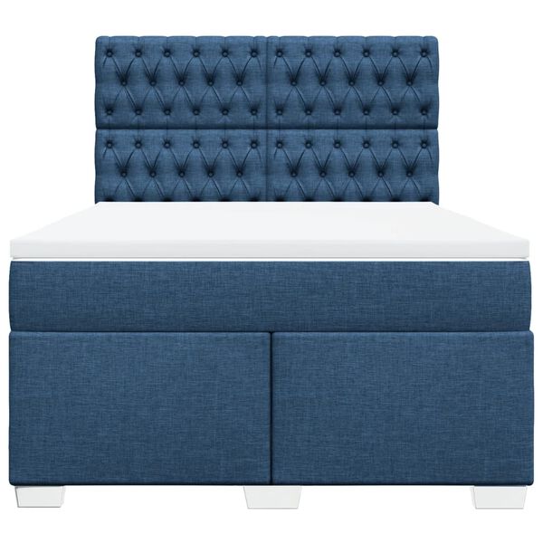 vidaXL Cama box spring con colch&oacute;n tela azul 140x200 cm