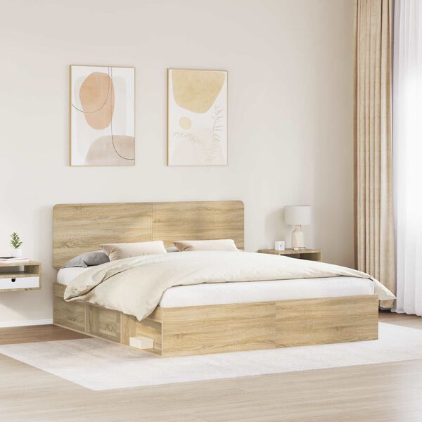 vidaXL Estructura de cama Sonoma 200 x 200 cm Madera de pino macizo