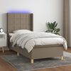 vidaXL Cama box spring colch&oacute;n y luces LED tela gris taupe 90x200 cm