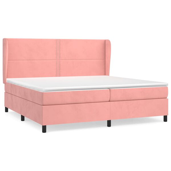 vidaXL Cama box spring con colch&oacute;n terciopelo rosa 200x200 cm