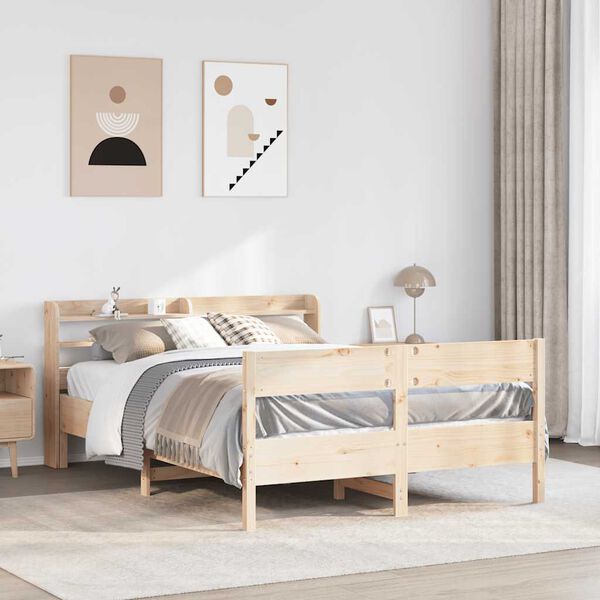 vidaXL Estructura de cama sin colch&oacute;n madera maciza de pino 120x190 cm