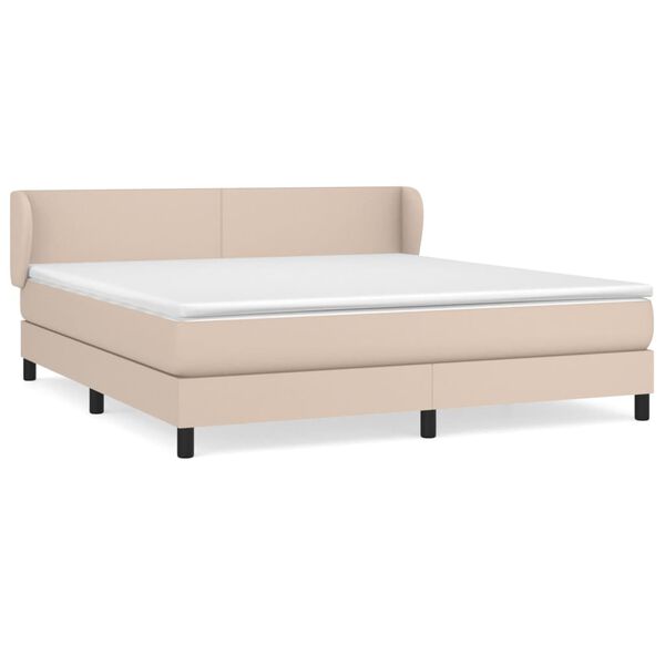 vidaXL Cama box spring con colchón cuero sintético capuchino 160x200cm