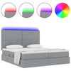vidaXL Cama con tira de luces LED Gris Claro 180 x 200 cm tela