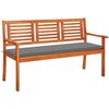 vidaXL Banco de jard&iacute;n 3 plazas madera maciza eucalipto y coj&iacute;n 150 cm