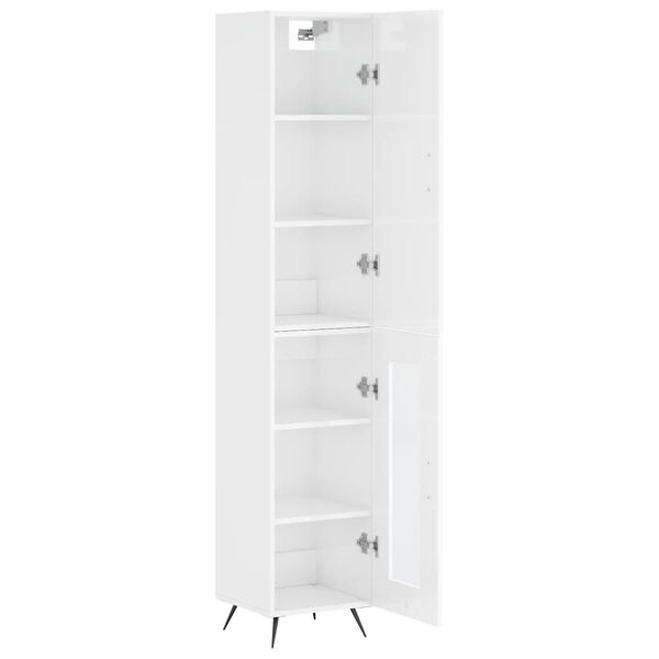 vidaXL Aparador alto madera contrachapada blanco brillo 34,5x34x180 cm