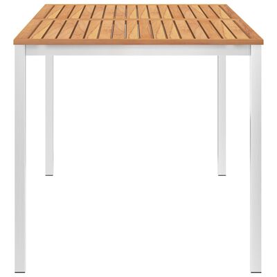 vidaXL Mesa de jardín madera maciza teca acero inoxidable 160x80x75 cm