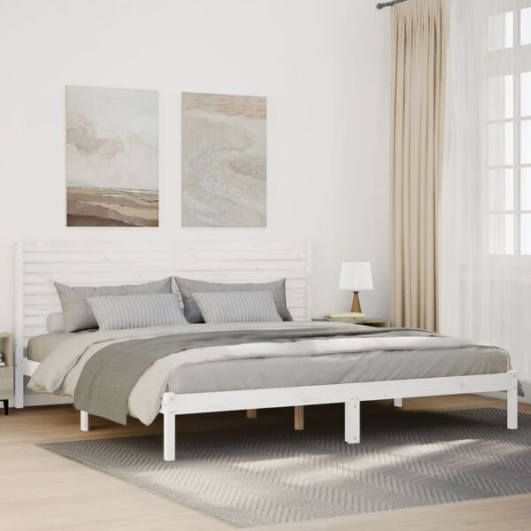 vidaXL Cama extralarga sin colchón madera maciza blanca 180x210 cm
