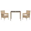 vidaXL Set comedor de jard&iacute;n 3 pzas con cojines rat&aacute;n sint&eacute;tico beige