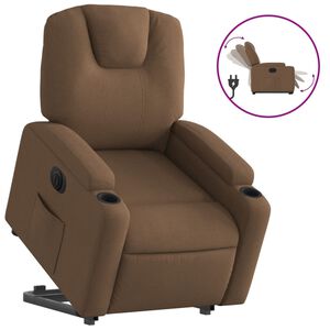 vidaXL Sill&oacute;n el&eacute;ctrico reclinable elevable de tela marr&oacute;n