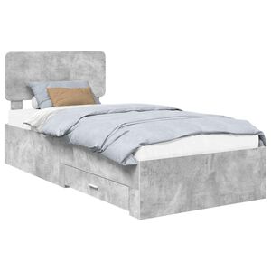 vidaXL Estructura de cama con cabecera Gris Concreto 70 x 190 cm