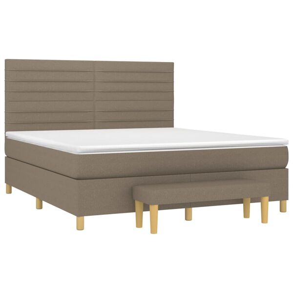 vidaXL Cama box spring con colch&oacute;n tela gris taupe 180x200 cm
