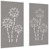 vidaXL Adorno pared jard&iacute;n 2 uds acero corten dise&ntilde;o flores 105x55 cm