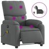 vidaXL Sill&oacute;n reclinable de masaje el&eacute;ctrico tela gris oscuro