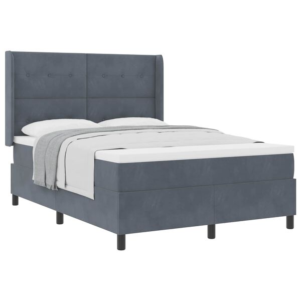 vidaXL Cama tipo Box Spring Gris oscuro 140 x 190 cm Terciopelo