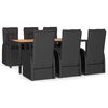 vidaXL Set de comedor de jard&iacute;n 7 pzas y cojines rat&aacute;n sint&eacute;tico negro