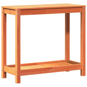 vidaXL Mesa de plantaci&oacute;n y estante madera maciza marr&oacute;n 82,5x35x75 cm
