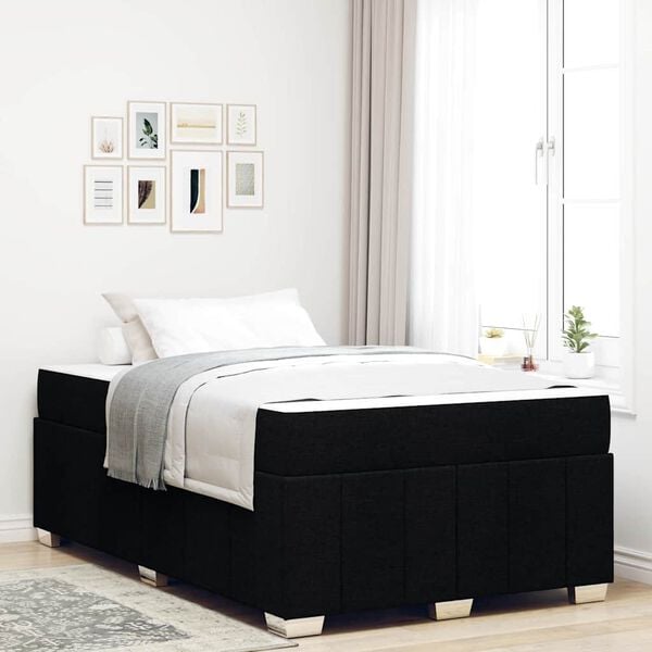 vidaXL Estructura de cama con colch&oacute;n Negro 120 x 200 cm tela