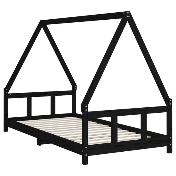 vidaXL Estructura de cama para ni&ntilde;os madera de pino negro 90x190 cm