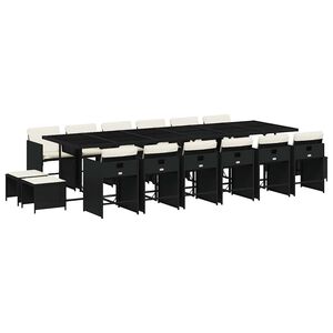 vidaXL Set de muebles jard&iacute;n 17 pzas con cojines rat&aacute;n sint&eacute;tico negro