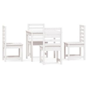 vidaXL Juego de comedor de jardín 5 piezas madera maciza pino blanco